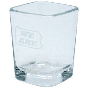 square sided shot glass with We Are inside PA state outline